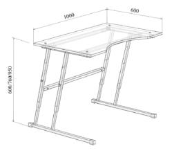 Стол на металлокаркасе эргономичный регулируемый МТ 01-27 1000х600х950