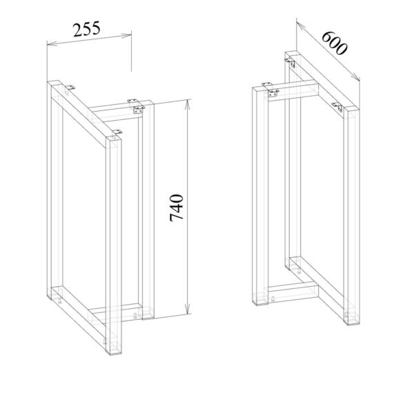 Каркас стола МТ 26-18, 600х255х740 Каркас стола МТ 26-18, 600х255х740