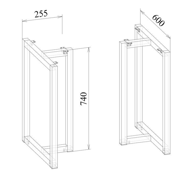 Каркас стола МТ 26-18, 600х255х740