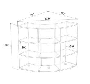 Стеллаж полукруглый МТ 11-21, 1280х300х1000 Стеллаж полукруглый МТ 11-21, 1280х300х1000