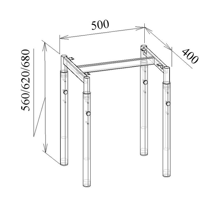 Каркас на телескопических опорах МТ 01-20 чертеж Каркас на телескопических опорах МТ 01-20 чертеж