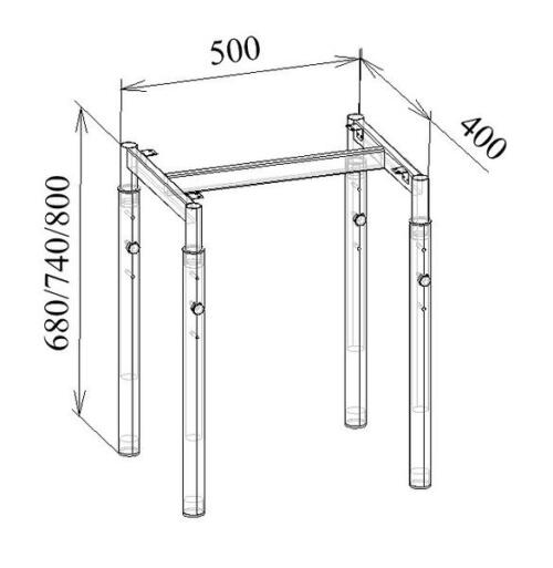 Каркас с телескопической регулировкой высоты МТ 01-21 чертеж