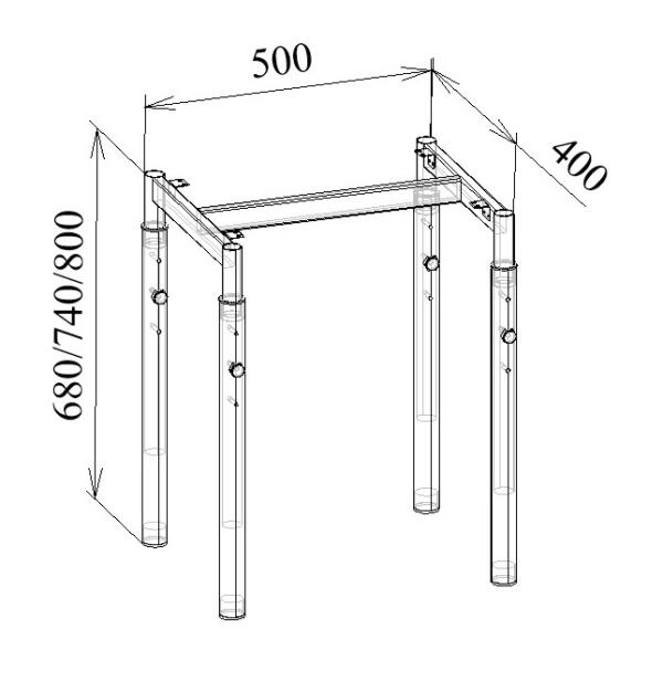 Каркас с телескопической регулировкой высоты МТ 01-21 чертеж