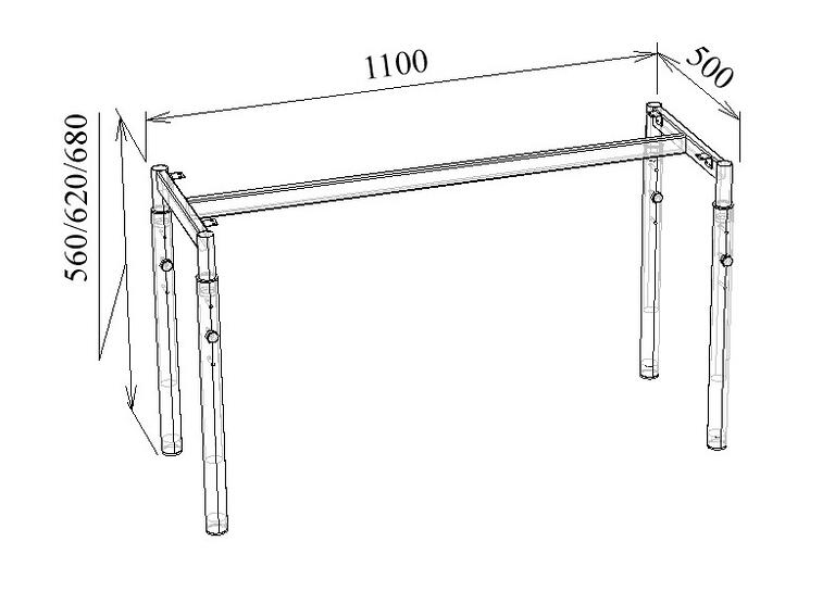 Каркас стола двухместного 3-5 гр.р. МТ 01-22 чертежКаркас стола двухместного 3-5 гр.р. МТ 01-22 чертеж