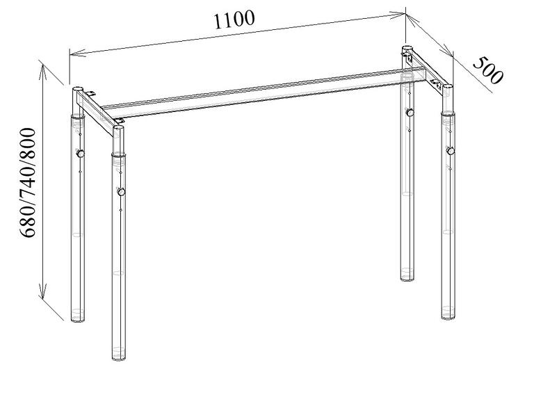 Каркас стола двухместного 5-7 гр.р. МТ 01-23 чертеж