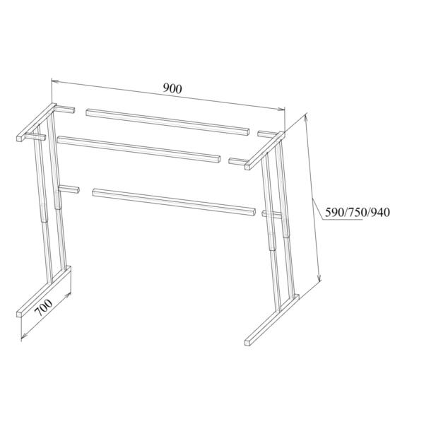 Каркас стола эргономичного МТ 01-27 чертеж Каркас стола эргономичного МТ 01-27 чертеж