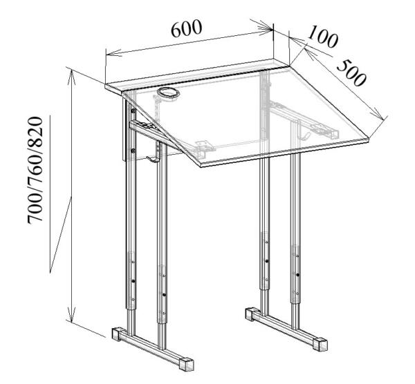 Парта с регулировкой высоты и наклона столешницы МТ 01-8 (5-7 гр. р.) чертеж