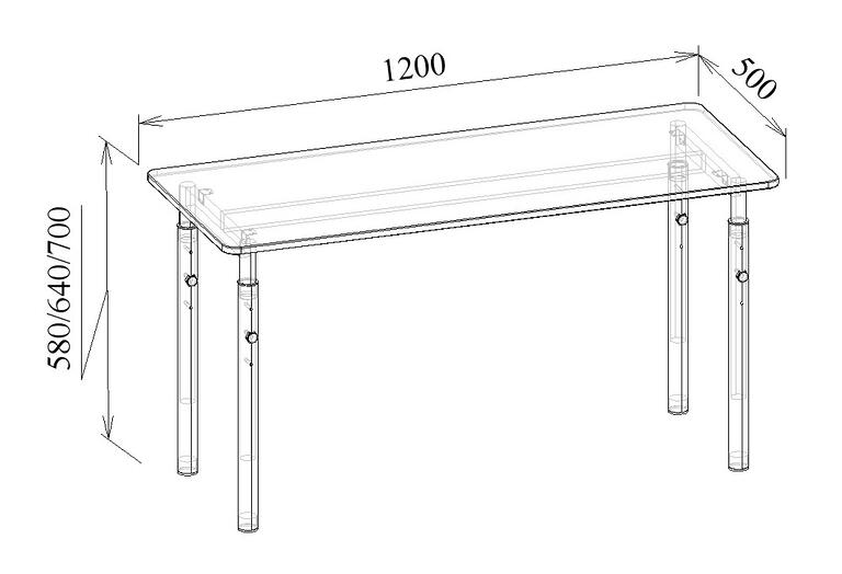 Стол двухместный на телескопических опорах МТ 01-22 чертеж