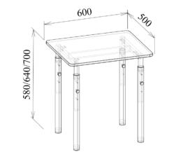 Стол одноместный на телескопических опорах МТ 01-20 чертеж
