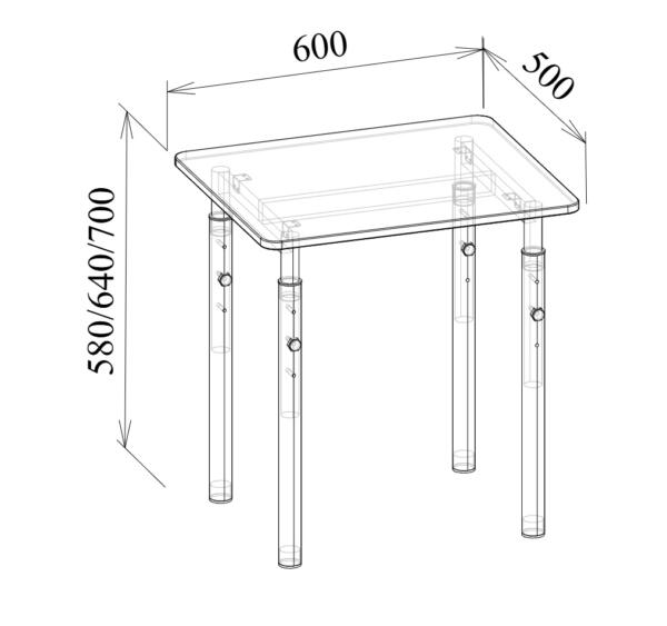 Стол одноместный на телескопических опорах МТ 01-20 чертеж
