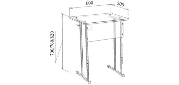 Стол одноместный с регулируемой высотой группа 5-7 МТ 01-7 эконом чертеж