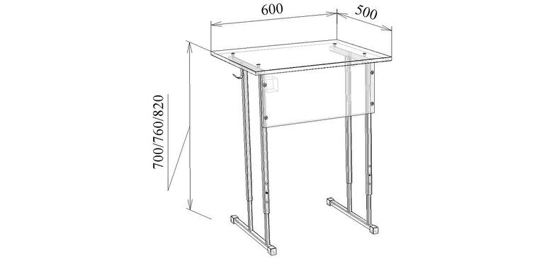 Стол одноместный с регулируемой высотой группа 5-7 МТ 01-7 эконом чертеж