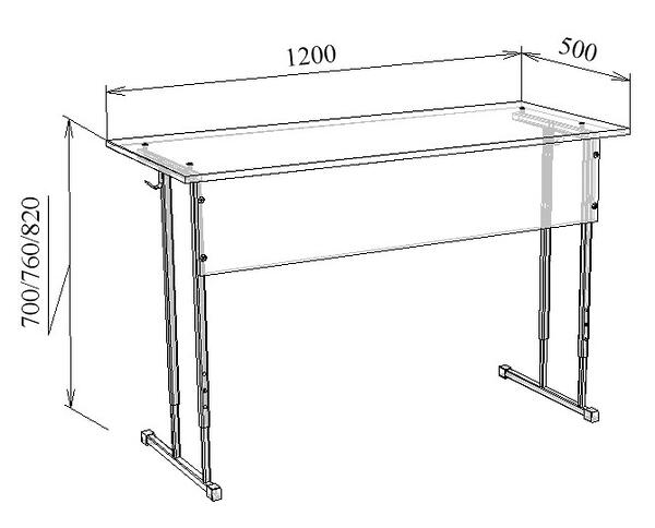 Стол ученический двухместный эконом МТ 01-3 (5-7 группа) чертеж