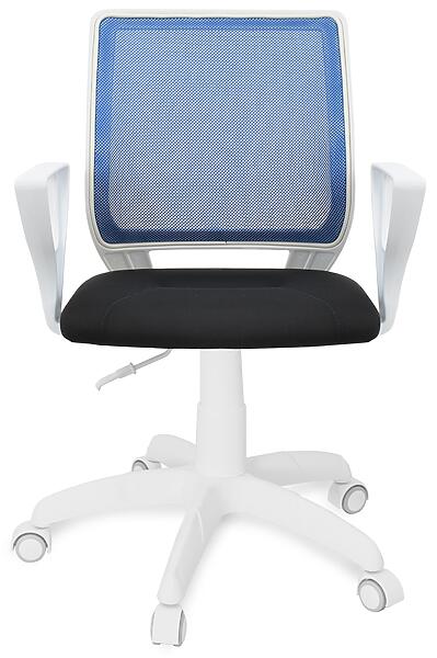 Кресло Фаворит 2 сетка синяя, пластик белый анфас