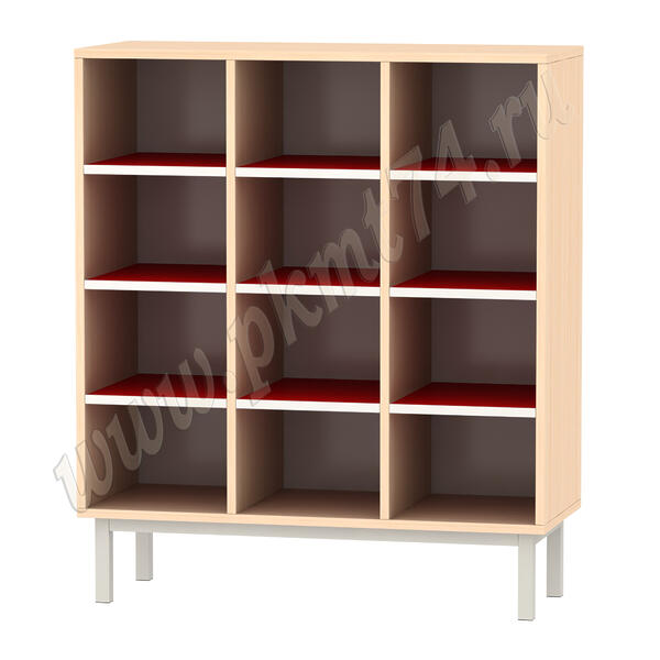 Стеллаж для обуви 12 ячеек МТ 11-26 Дуб Молочный-Красный