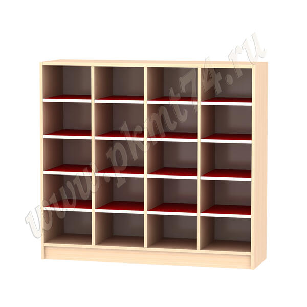 Стеллаж для обуви 20 ячеек МТ 11-28 Дуб Молочный-Красный Стеллаж для обуви 20 ячеек